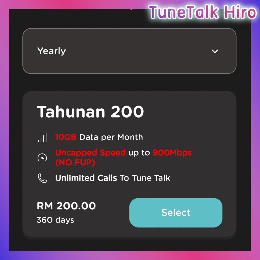 tunetalk prepaid packages 360 days tahunan 200 ringgit 1 year package tunetalk hiro