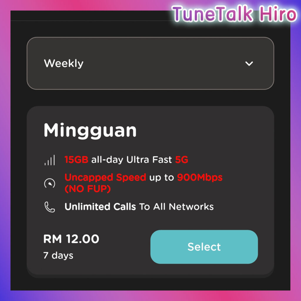 tunetalk prepaid packages mingguan 7 days tunetalk hiro
